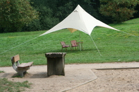 Camping-Freizeit-Sonnensegel (4) Pyramide 4 x 4 m - sandfarben