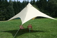 Camping-Freizeit-Sonnensegel (4) Pyramide 4 x 4 m - sandfarben