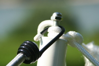 Zubeh�r:  Montagestab (schwer) 2,7 m hoch zum Ausspannen von Sonnensegeln mit elastischen Spanngurten