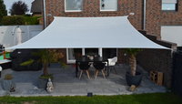 Vierecksegel konkav 4 x 5 m - offenes u. robustes Schattierungsgewebe aus HDPE - Farbe creme wei� - Wasser durchl�ssig