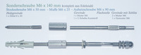 Sonderschraube M6x140 mm (Edelstahl) für nicht tragendes Mauerwerk/Wärmedämmung Mindestbestellung: 2